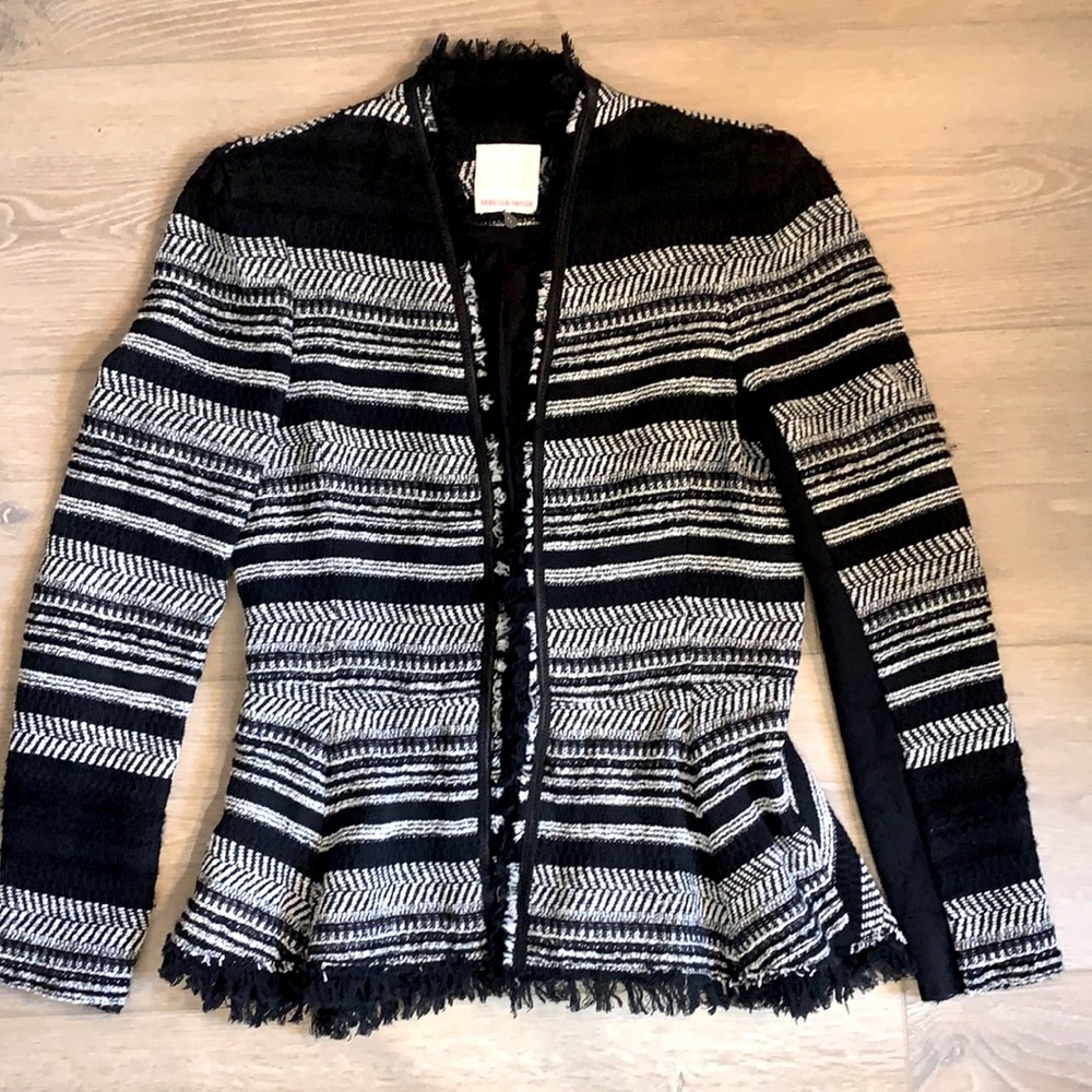 Rebecca Taylor black and white size 8 blazer with detailing
